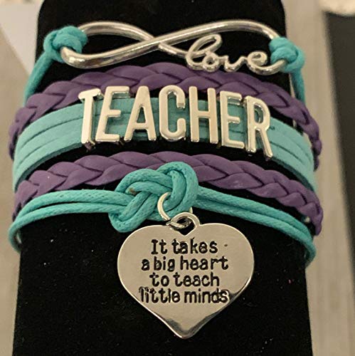 Teacher Charm Bracelet- It Takes a Big Heart to Teach Little Minds - Infinity Collection