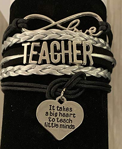 Teacher Charm Bracelet- It Takes a Big Heart to Teach Little Minds - Infinity Collection
