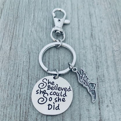 Track and Field She Believed She Could So She Did Zipper Pull Keychain