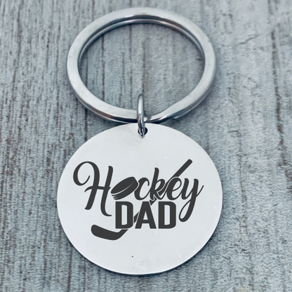 Ice Hockey Dad Charm Keychain