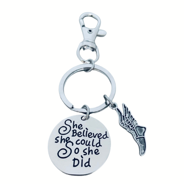 Track and Field She Believed She Could So She Did Zipper Pull Keychain