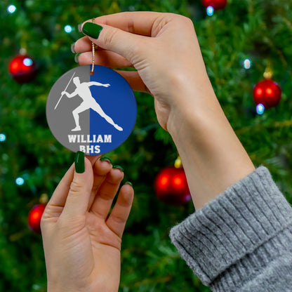 Javelin Ornament, 2023 Personalized Boys Track and Field Christmas Ornament, Ceramic Tree Ornament