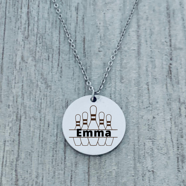 Personalized Engraved Bowling Necklace