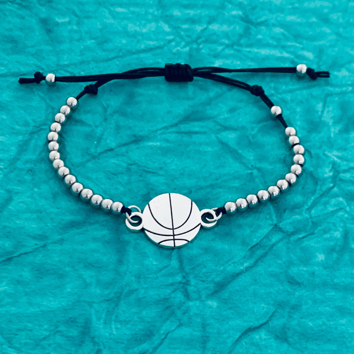 Basketball Adjustable Beaded Bracelet