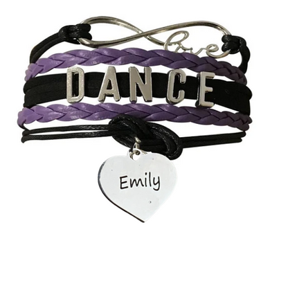 Custom Engraved Dance Infinity Bracelet - Pick Colors