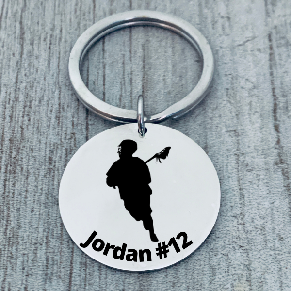 Boys Personalized Engraved Lacrosse Keychain