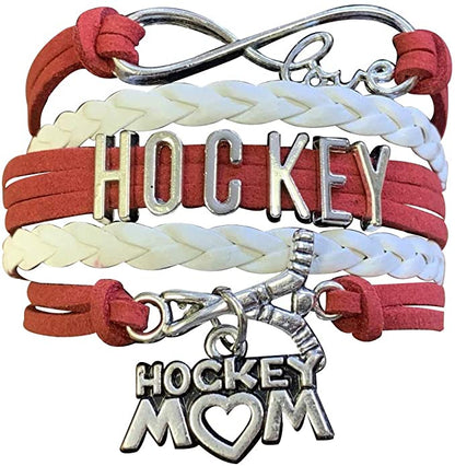 Ice Hockey Mom Bracelet  red white