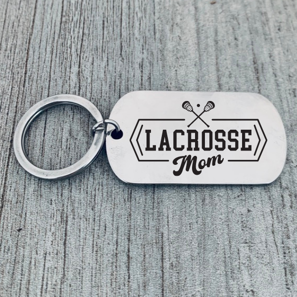 Lacrosse Mom Keychain - Rectangular - Pick Style