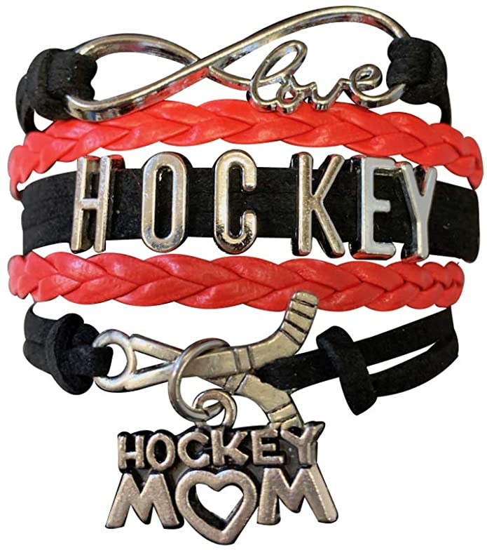 Ice Hockey Mom Bracelet  black red