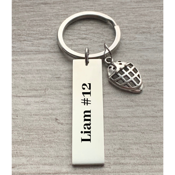 Engraved Ice Hockey Bar Keychain