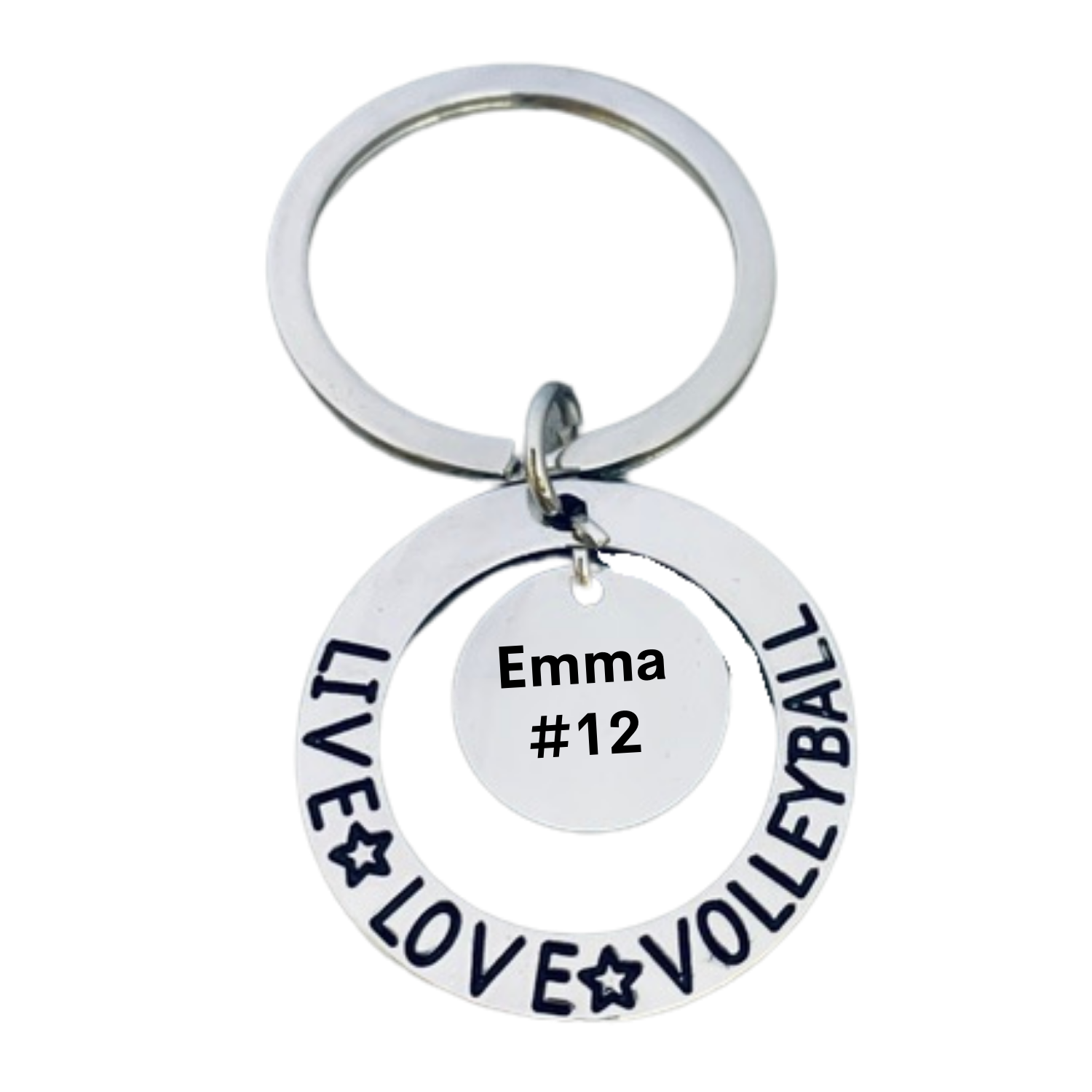 Volleyball Charm Round Keychain Perfect Gift with Choice of Engraving for Players
