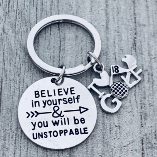 Golf keychain with customizable charms