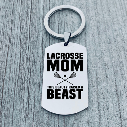 Lacrosse Mom Keychain - Rectangular - Pick Style