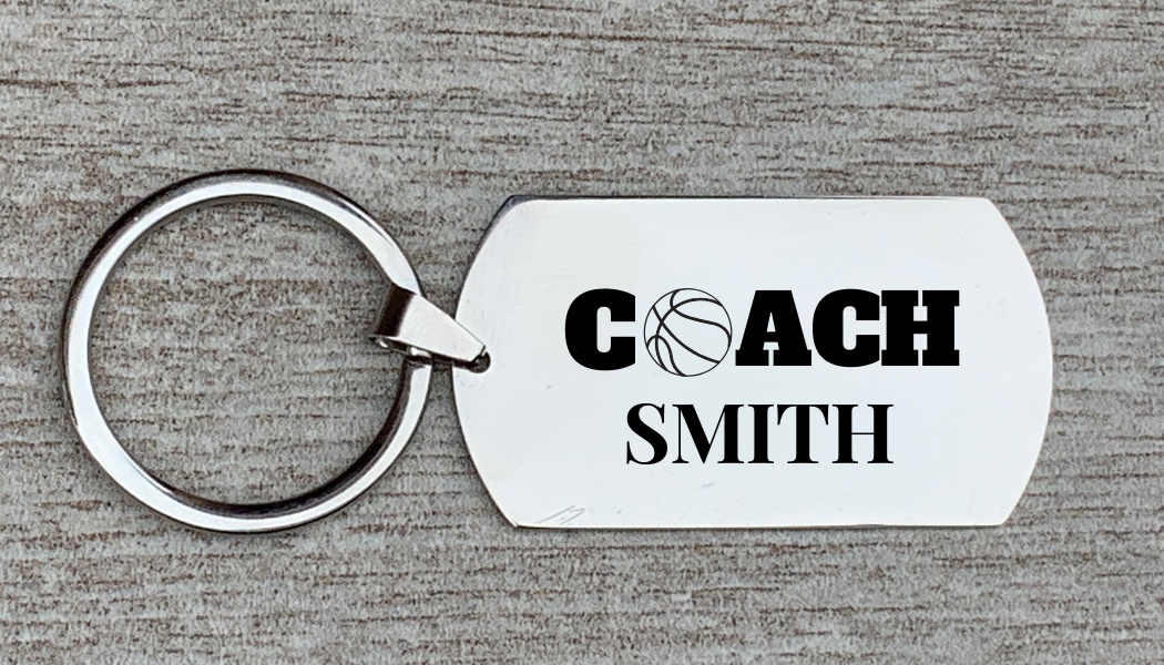 Personalized Engraved Basketball Coach Keychain