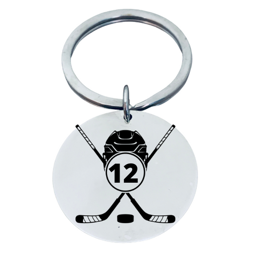 engraved ice hockey keychain