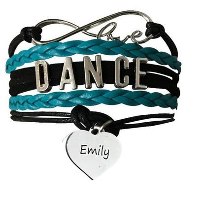 Custom Engraved Dance Infinity Bracelet - Pick Colors