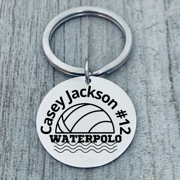 Personalized Waterpolo Keychain - Round
