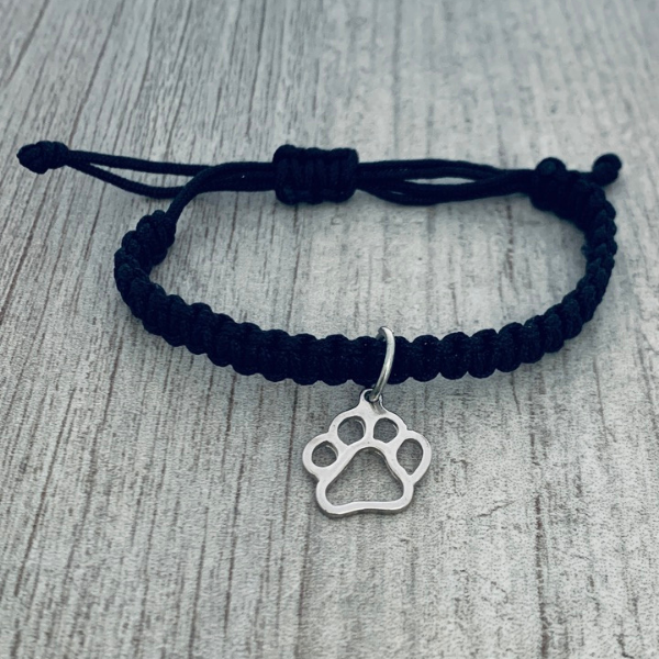 Paw Print Adjustable Rope Bracelet