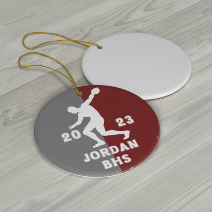 Discus Throw Ornament, 2023 Personalized Boys Track and Field Christmas Ornament, Ceramic Tree Ornament