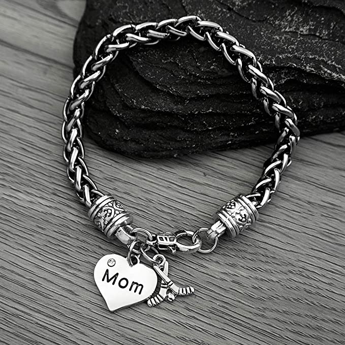 womens Ice Hockey Mom Charm Bracelet