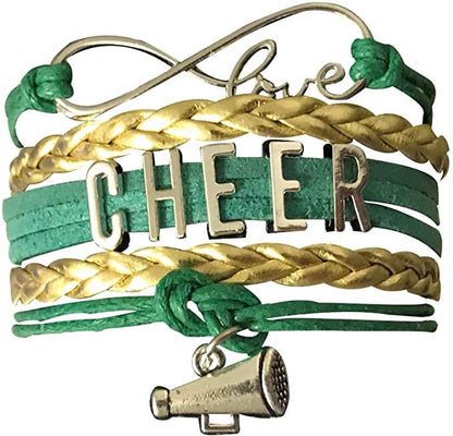 Infinity Cheer Bracelet - Gold and Green Color
