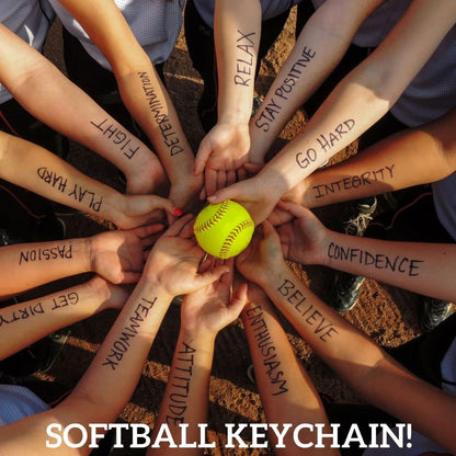Girls Personalized Softball Thine Keychain with Name Engraved Charm