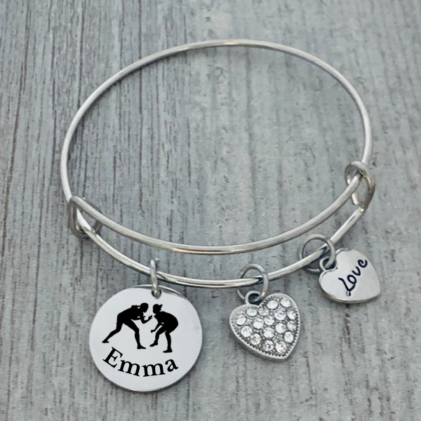 Girls Personalized Wrestling Charm Bracelet