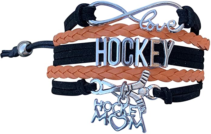 Ice Hockey Mom Bracelet  orange black