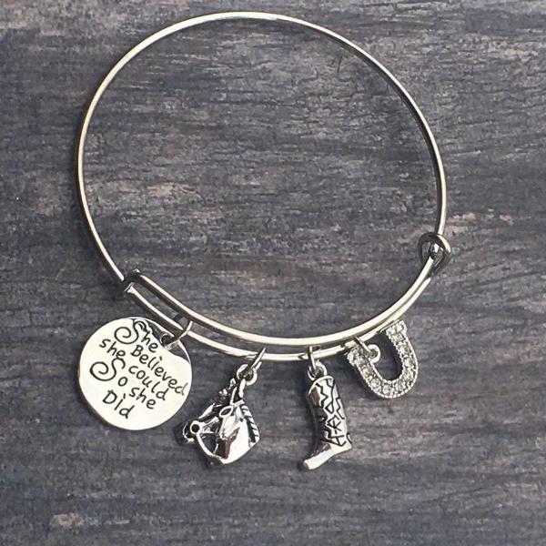 Equestrian Charm Bangle Bracelet - Sportybella