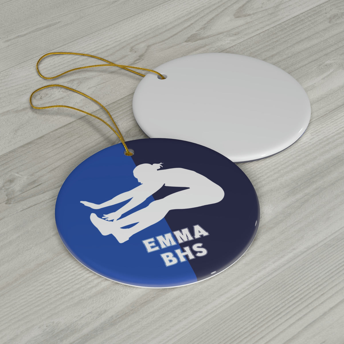 Long Jump Ornament, Personalized Girls Track and Field Christmas Ornament, Ceramic Tree Ornament