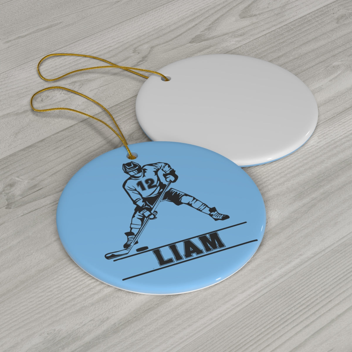 Ice Hockey Christmas Ornament with a Name