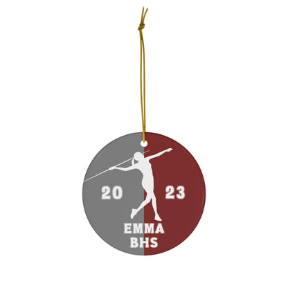 Javelin Ornament, 2023 Personalized Girls Track and Field Christmas Ornament, Ceramic Tree Ornament