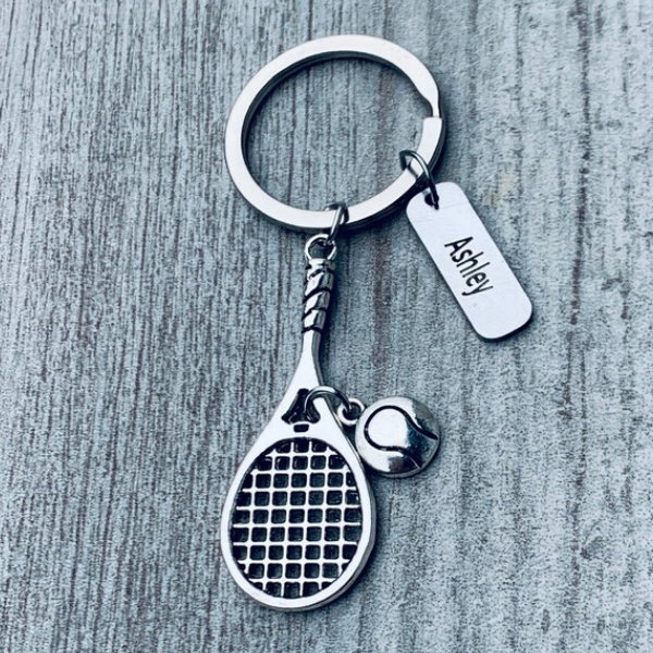 Personalized Tennis Racquet Keychain