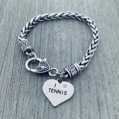 I Love Tennis Charm Bracelet