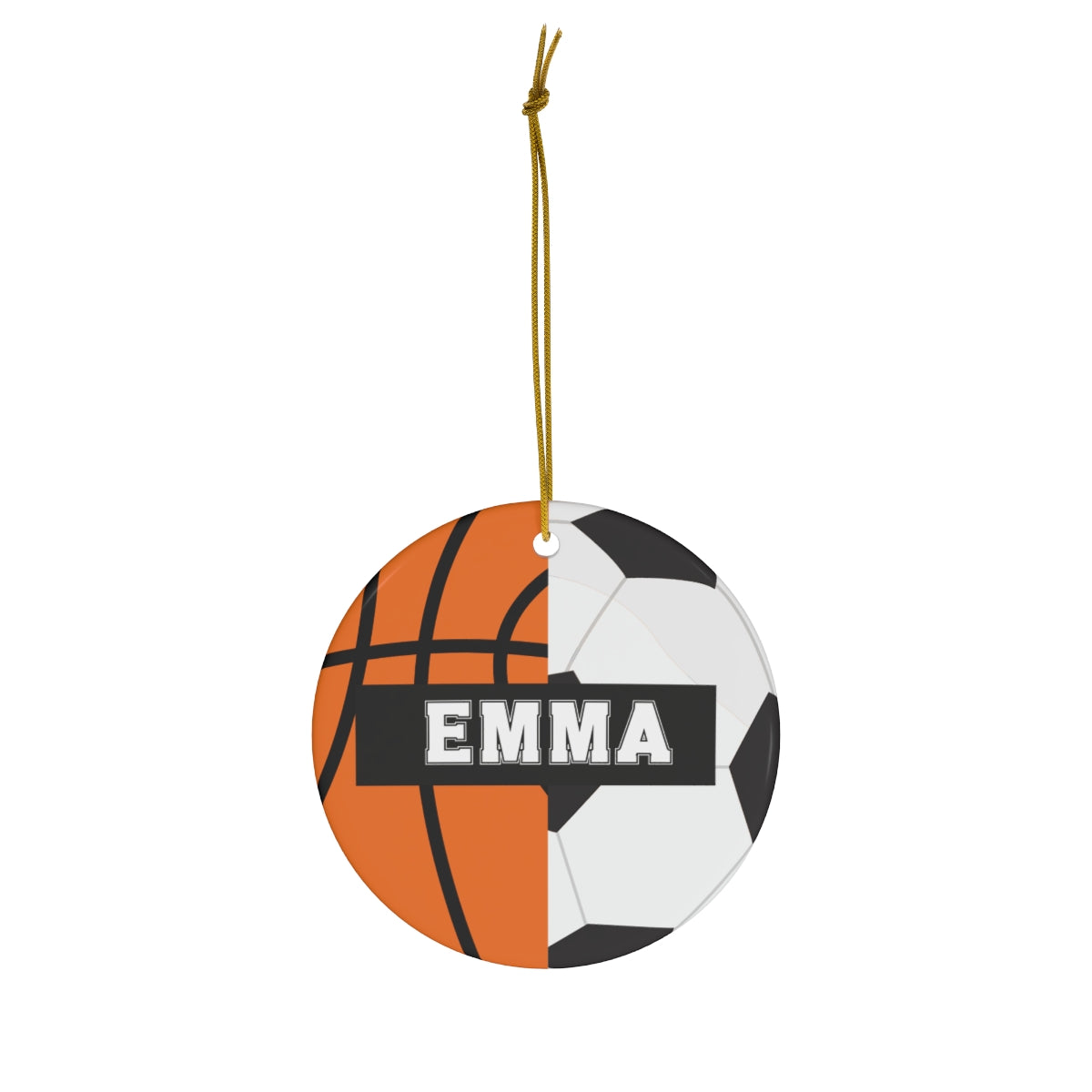 Basketball Soccer Christmas Ornament - 2 Sport Athlete
