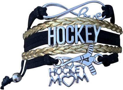 Ice Hockey Mom Bracelet  black gold