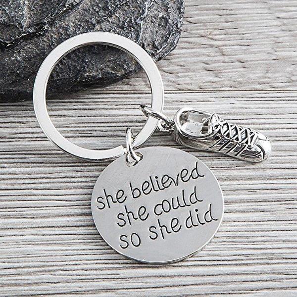 Runner Keychain- She Believed She Could So She Did - Sportybella