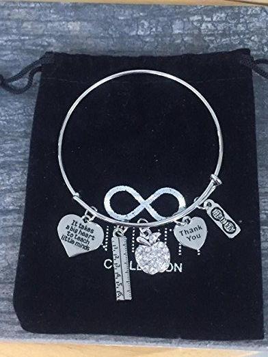 Teacher Big Heart Bangle Bracelet - Infinity Collection