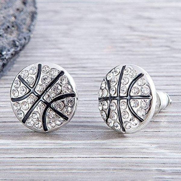 Basketball Rhinestone Earrings - Sportybella