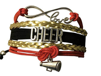Infinity Cheer Bracelet - Red, Gold and Black Color