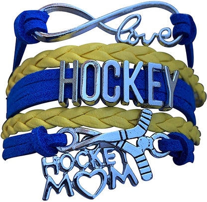 Ice Hockey Mom Bracelet  blue yellow