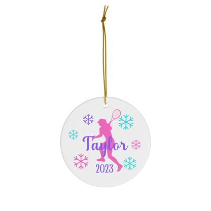 Tennis Ornament, Personalized Tennis Christmas Ornament, 2023 Ceramic Tree Ornament for Women, Gift for Mom, Wife, Grandma