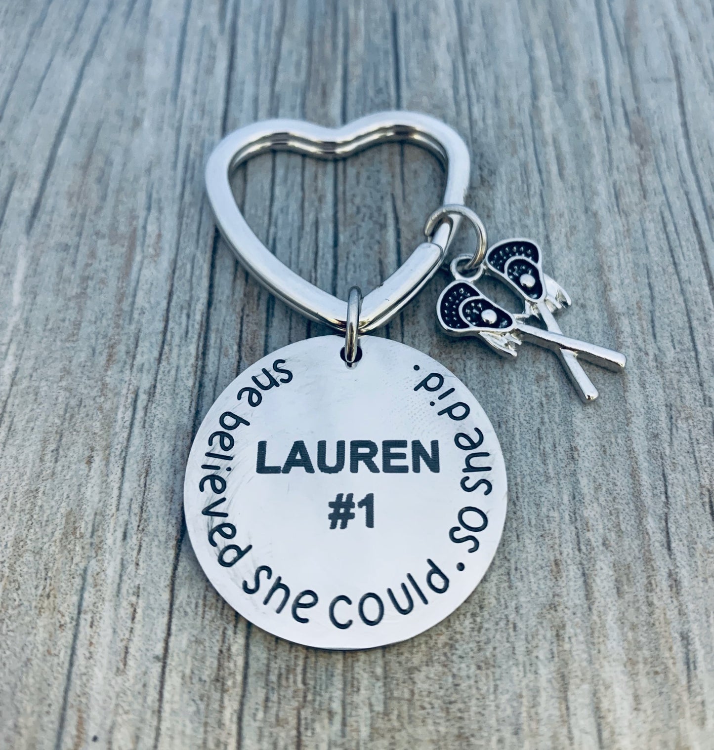 Personalized Engraved Lacrosse She Believed She Could Keychain