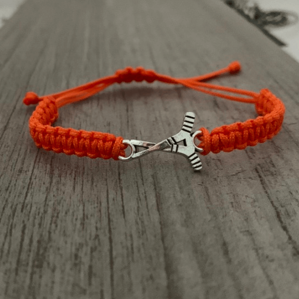 Ice Hockey Rope Bracelet in Orange Color