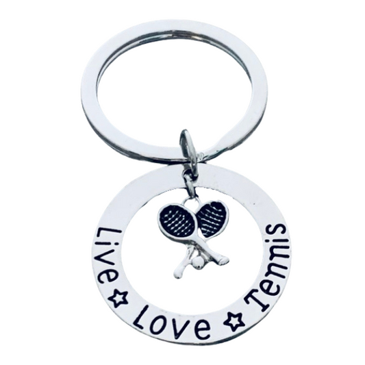 Live Love Tennis Charm Keychain - Sportybella