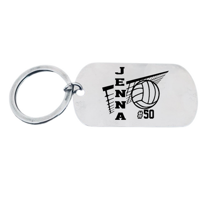 Personalized Engraved Dog Tag Volleyball Keychain