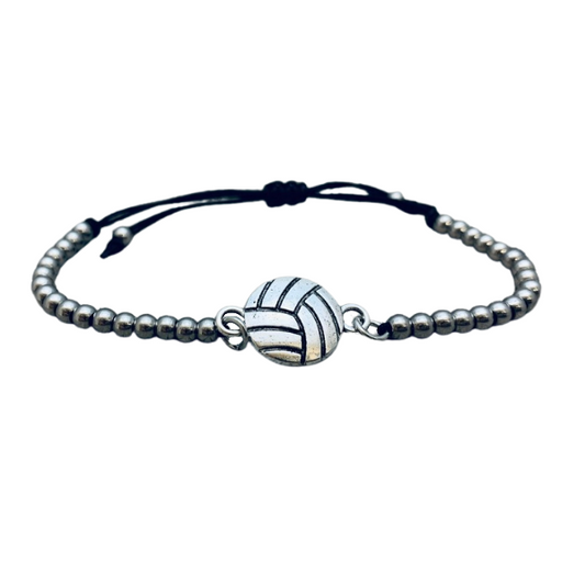 Volleyball Beaded Adjustable Charm Bracelet