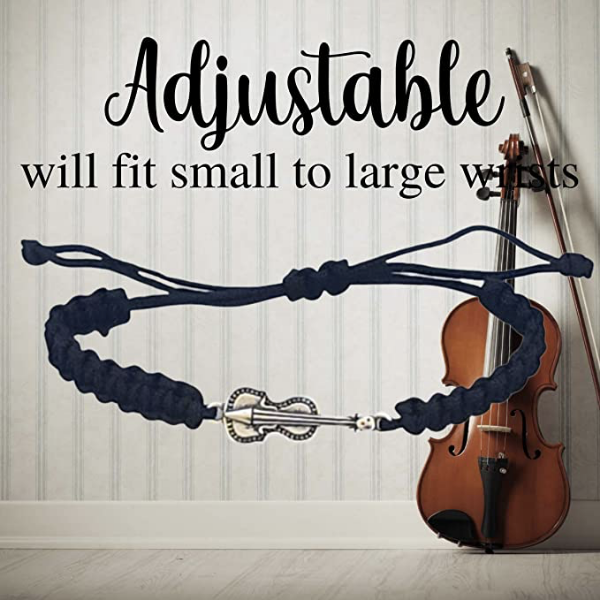 Violin Adjustable Rope Bracelet - Pick Color