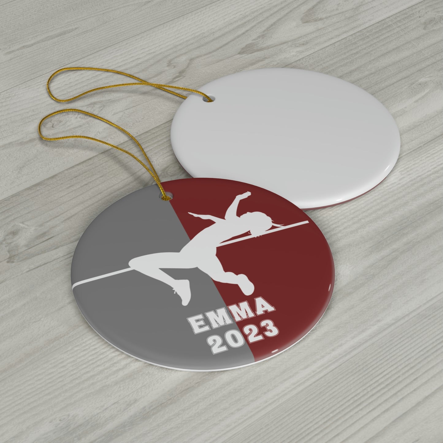High Jump Ornament, 2023 Personalized Girls Track and Field Christmas Ornament, Ceramic Tree Ornament