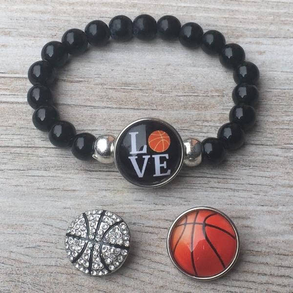 Basketball Interchangeable Snap Charm Bracelet - Sportybella